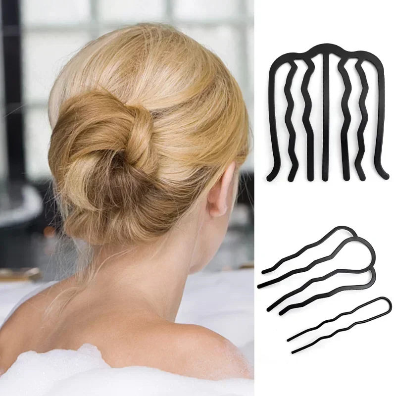 New Metal Black Hair Fork Clip Women Hair Pin Combs Messy Bun Hair Pin Clip Hair Side Combs Updo Hair Sticks Hair Styling Tool - Image 5
