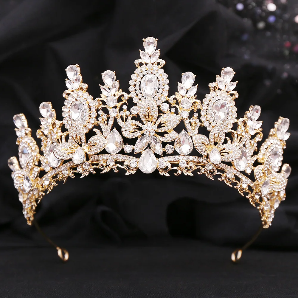 KMVEXO Women Diadem Wedding Crown Vintage Baroque Flower Crystal Tiara For Girls Birthday Elegant Opal Jewelry Hair Accessories - Image 2