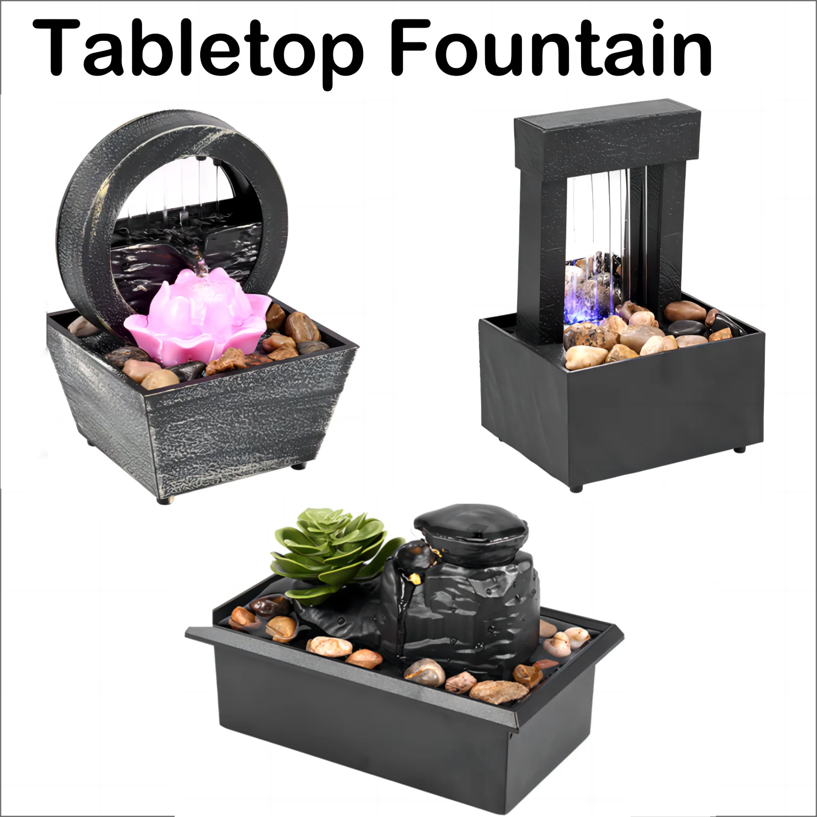 Desktop Water Fountain Decor TableTop Fountain Relaxation Tabletop Relaxion Mini Indoor Water Fountain for Home Decor Crafts - Image 2