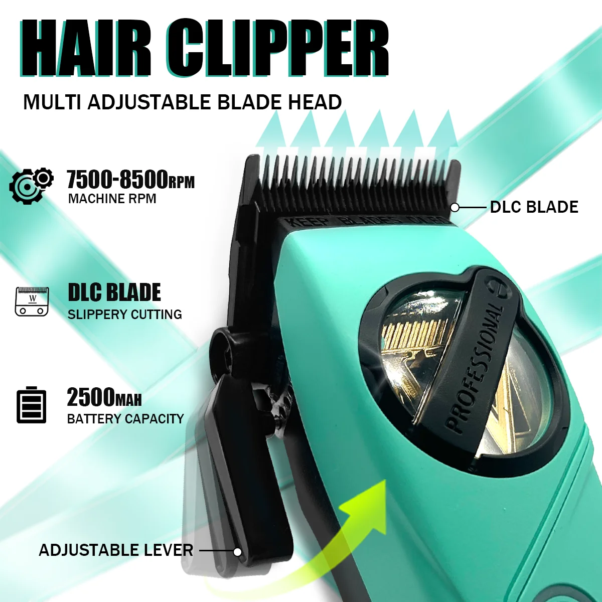 WMARK Professional Hair Clipper Shaver Hair Dryers and Spray Bottle Handheld 5 in 1 Barber KIT Gift Box Trimmer for Men NG-8637 - Image 2