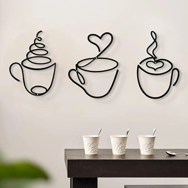3PCS Wall Hanging Decor Coffee Themed Wall Hanging Art Creative Pendant European Style Living Room Home Cafe Interior Decoration - Image 5