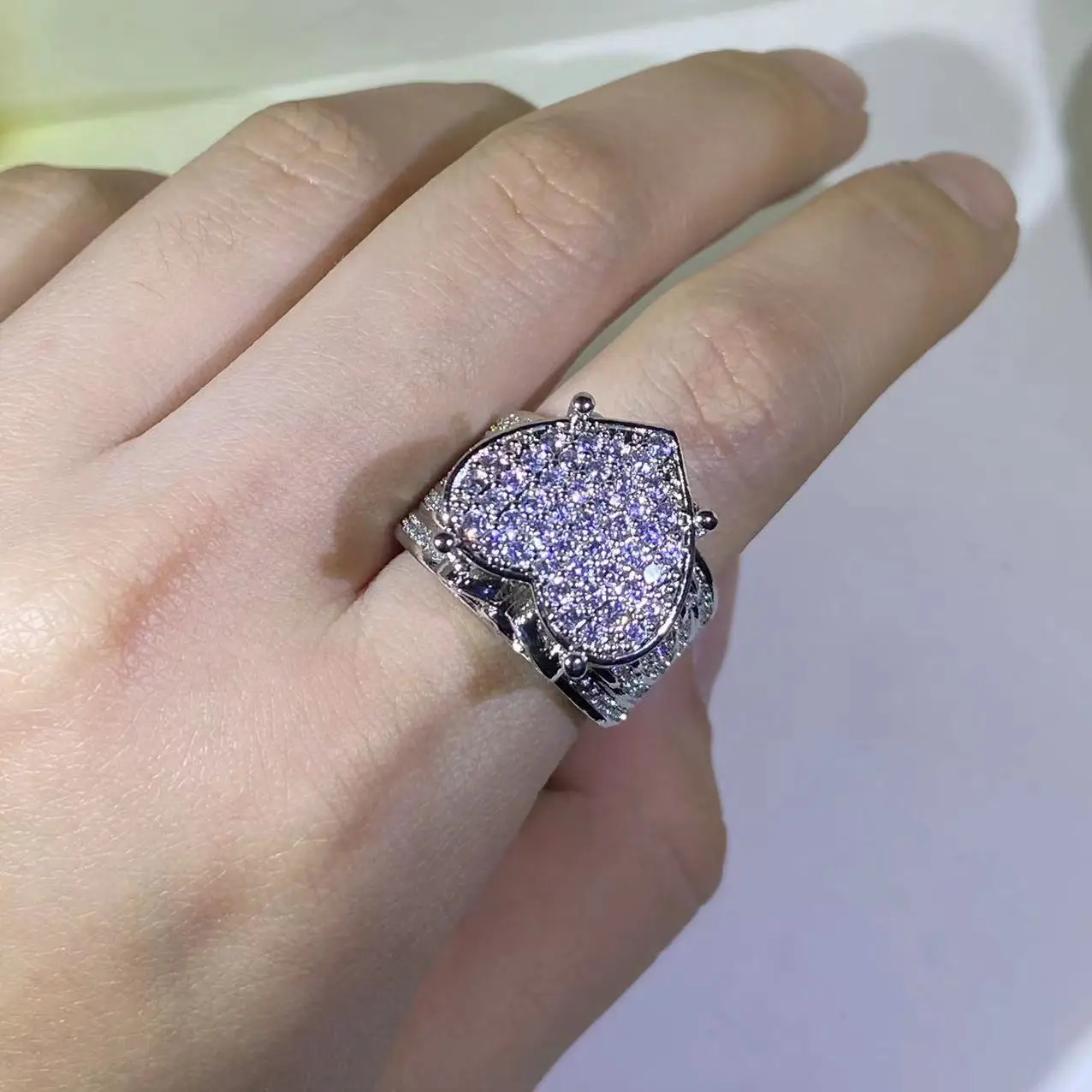 925 Sterling Silver Rings Exaggerated Heart Shape Full of Cubic Zirconia Luxury Temperament Wedding Rings for Women Fine Jewelry - Image 4