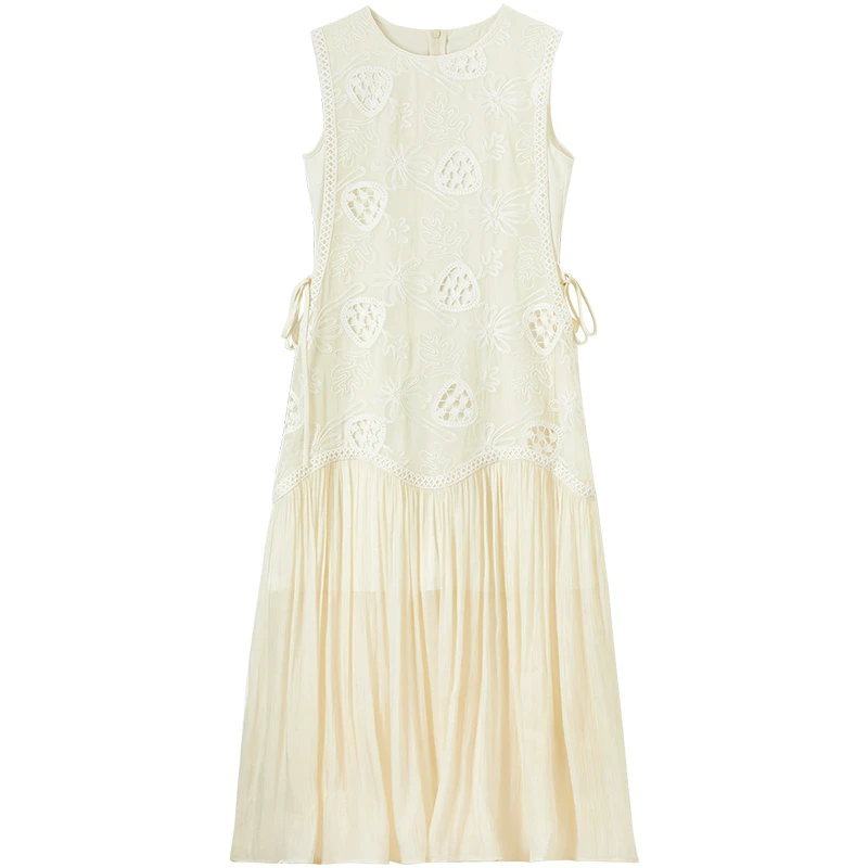 SENTUBILA Women's Floral Embroidery Dress 2026 Summer Sundress Elegant Short Sleeveless Resort Dresses Woman Clothes Q52LO16 - Image 6