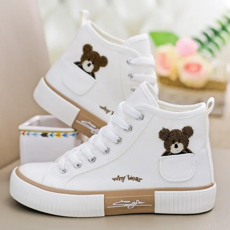 Cute Canvas Shoes Women Breathable Sneakers Brand Sport Shoes for Woman Casual Vulcanized Shoe Flats High Top Zapatos Mujer - Image 4