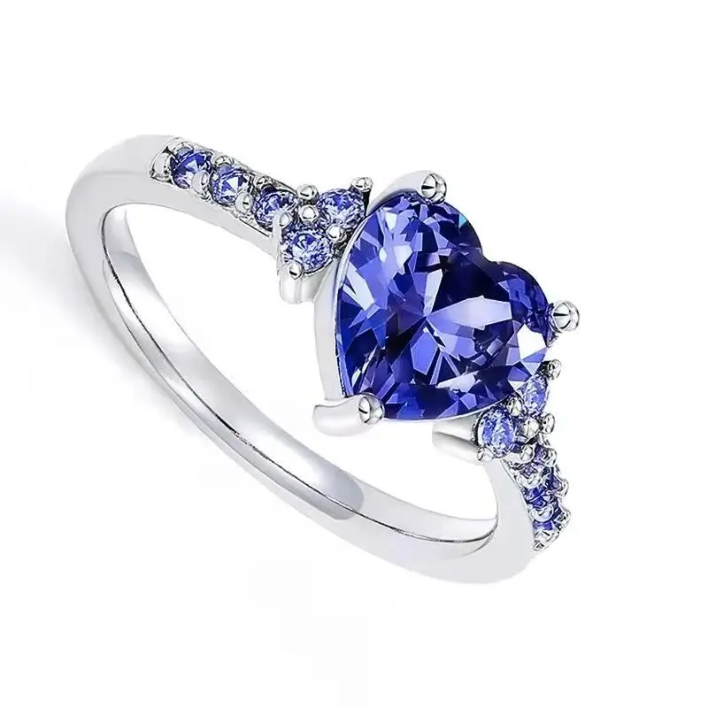 New Charming Heart Purple Cubic Zirconia Rings for Women Romantic Wedding Ceremony Party Bridal Accessory Trendy Jewelry - Image 2