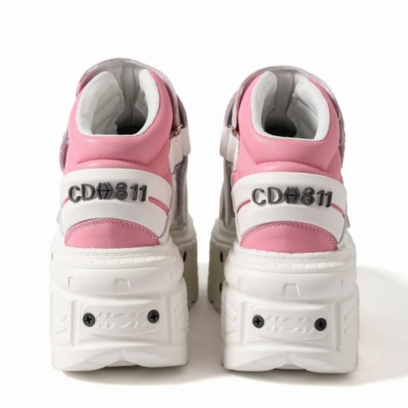 Fashion All Match Large Size Casual Trainers Chunk Heel Platform Runway Women Sneakers Outdoor Hook Loop Mixed Color Gothic Shoe - Image 5
