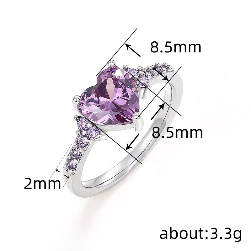 New Charming Heart Purple Cubic Zirconia Rings for Women Romantic Wedding Ceremony Party Bridal Accessory Trendy Jewelry - Image 4