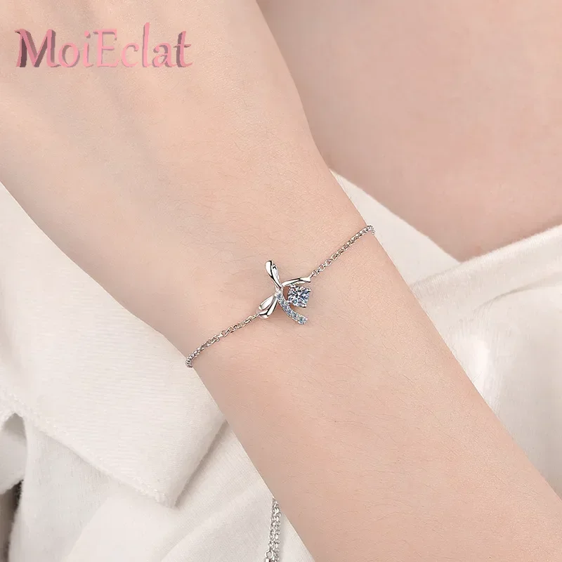 0.3 Carat Bowknot Moissanite Bracelet Free Adjustment, Platinum PT950 Fashionable Bangle Female Jewelry Luxury Wedding Gift - Image 2