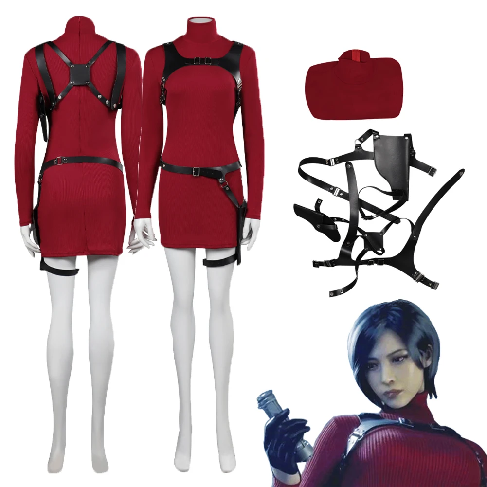 Resident 4 Cos Ada Wong Cosplay Costume Outfits Fantasy Dress Cheongsam Halloween Carnival Suit Accessories For Female Roleplay - Image 4