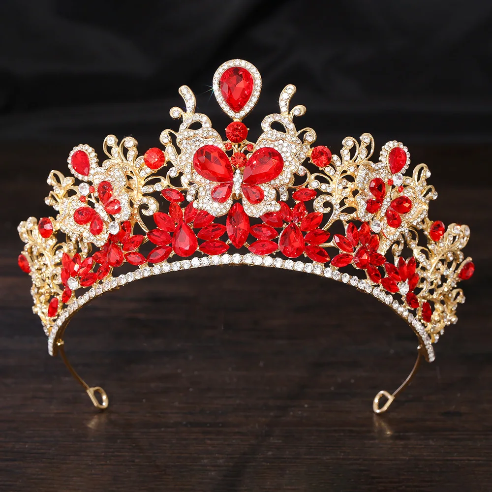 DIEZI Elegant Luxury Gift Queen Princess AB Crystal Butterfly Tiara Women Wedding Party Baroque Crown Hair Dress Accessories - Image 6