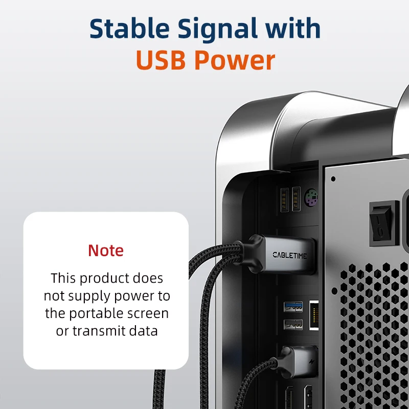 CABLETIME HDMI to USB C Cable Stable Signal 4K60Hz for Switch Nintendo PS3/4/5 With USB Power Game Console to USB C Monitor - Image 6