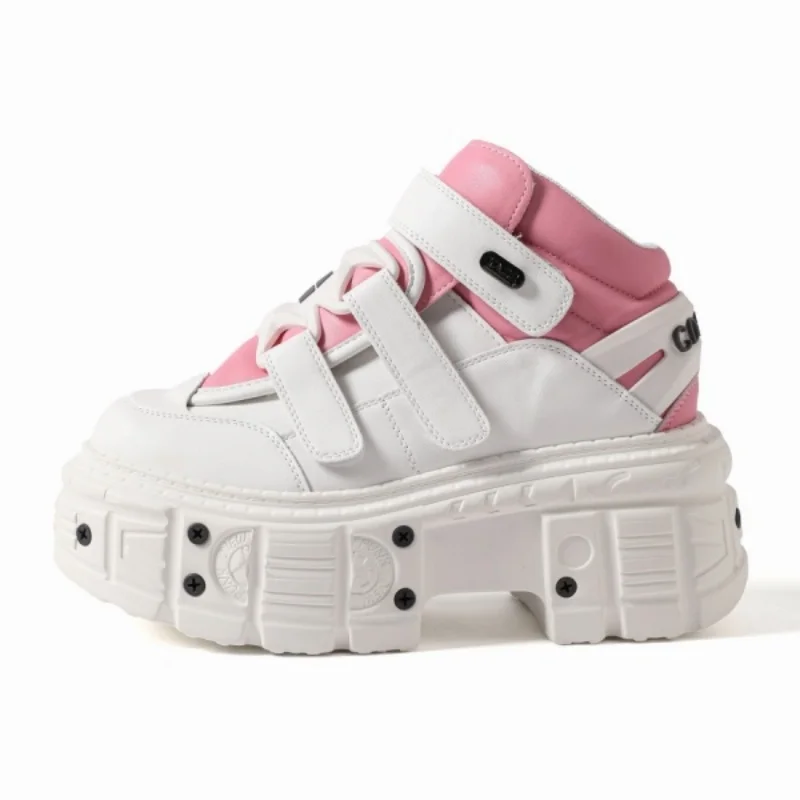 Fashion All Match Large Size Casual Trainers Chunk Heel Platform Runway Women Sneakers Outdoor Hook Loop Mixed Color Gothic Shoe - Image 6