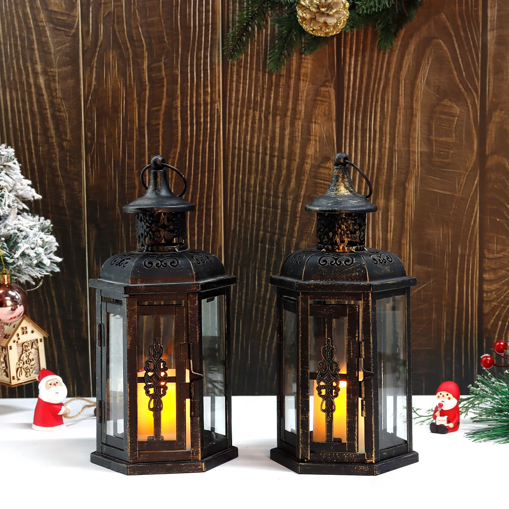 Vintage Candle Holder Lanterns 10 Inch High Decorative Hanging Lantern Bird Cage Metal Candle holder Black Garden Home Decor - Image 4
